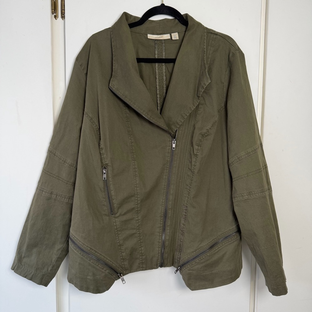 Sejour Olive Green Moto Utility Jacket Women's 22W Zip Front - Picture 5 of 14